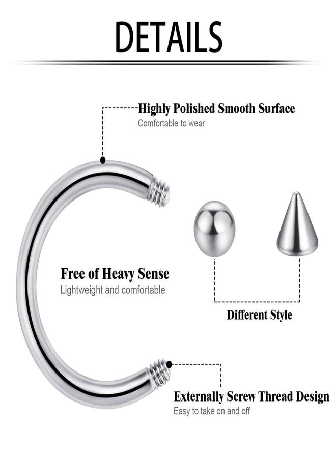 intera 16G Surgical Steel Septum Rings Lip Rings Horseshoe Hoop - Nose, Eyebrow Tragus Daith Helix Piercing Jewelry for Women Men, 6-12mm - Image 3